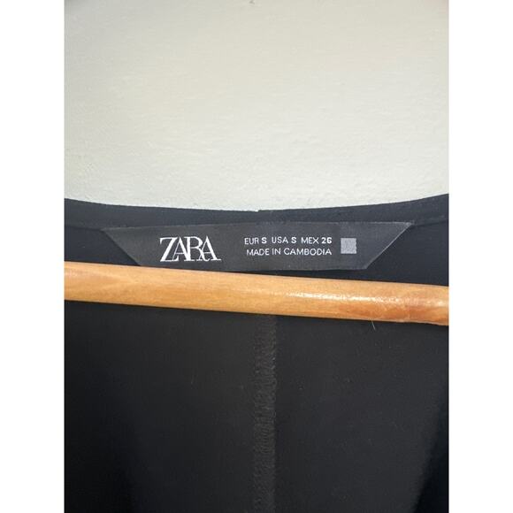 Zara Elastic Waist Midi Length Black Dress Size Small - Picture 4 of 7